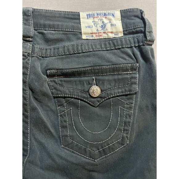 True Religion Leggings Jeans Womens 31x29‎ Blue Flap Pockets Zip Ladies. - Picture 6 of 12